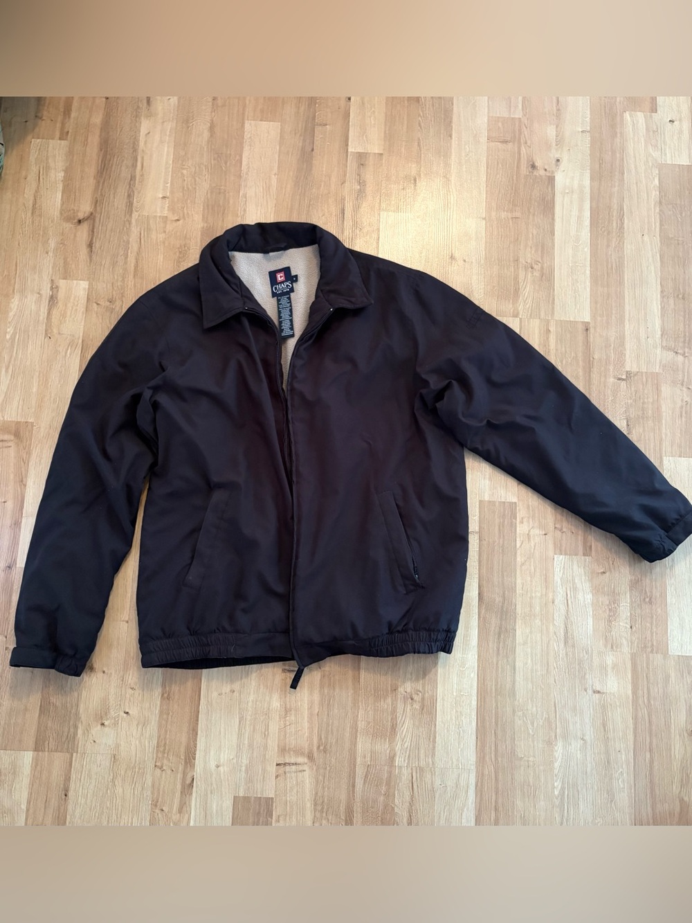 Men’s Chaps Ralph Lauren Black Harrington Bomber Jacket Lined Size Medium GUC